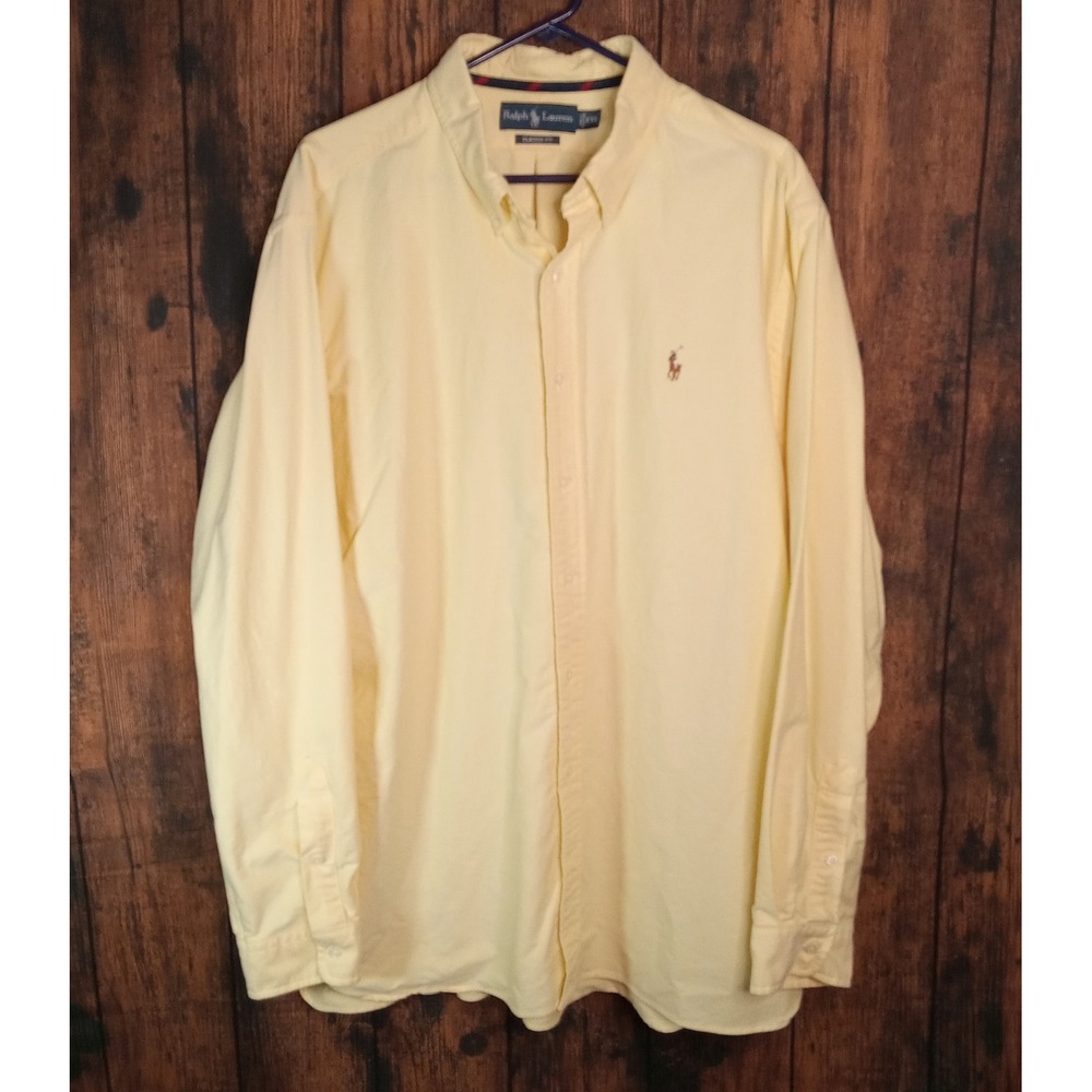 Ralph Lauren Mens XXL Classic Fit Yellow Oxford Button Down Shirt Long Sleeve